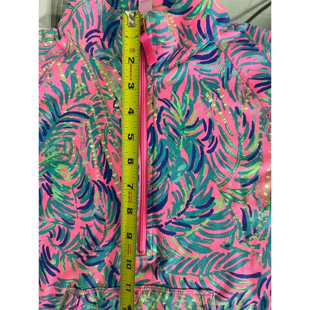 Lilly Pulitzer Girls Pullover Tropical Pink Palm Print Quarter Zip L - Picture 6 of 9